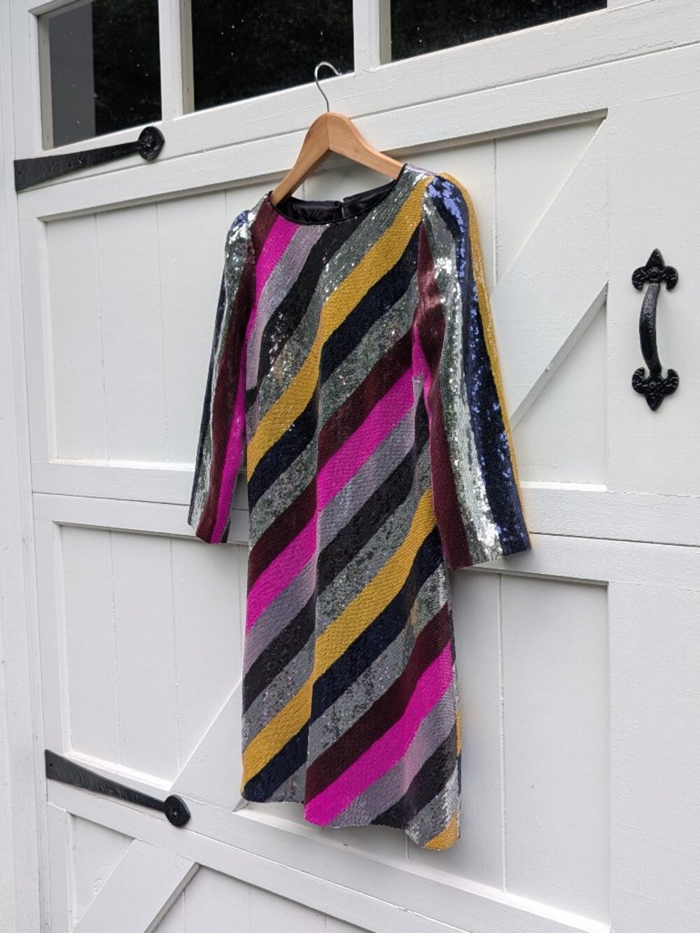 NWT Milly Elaine Stripe Sequin Long Sleeve Shift Mini Dress Size 0